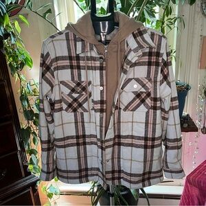 Plaid Jacket/Shacket with Hoodie NWOT